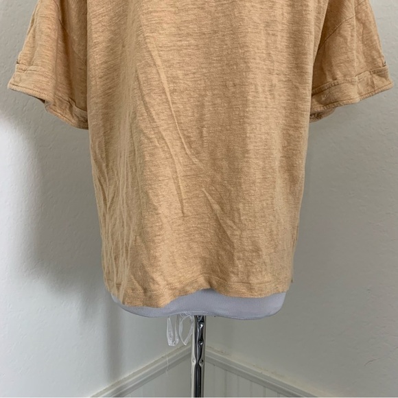 Chicos Womens 100% Linen Embroidered Short Sleeve Top Tan Neutral Lagenlook - Picture 11 of 16